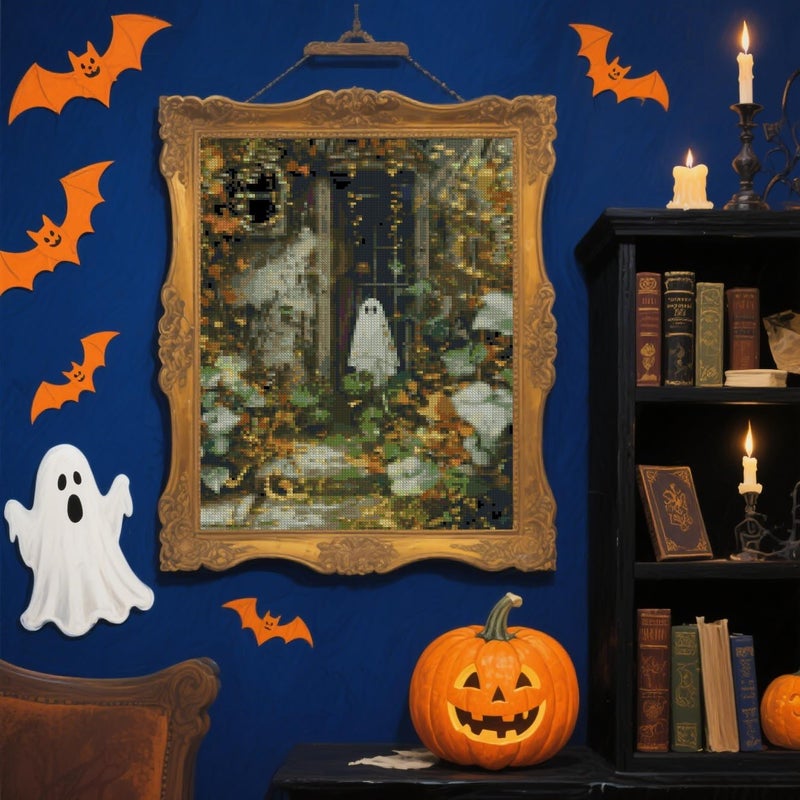 Eterkosu Halloween Counted Cross Stitch Kits for Adults, Ghost Stamped Cross Stitch Kits for Beginners, Needlepoint Cross-Stitch Horror Patterns Embroidery Kits Arts and Crafts for Home Decor - Image 3